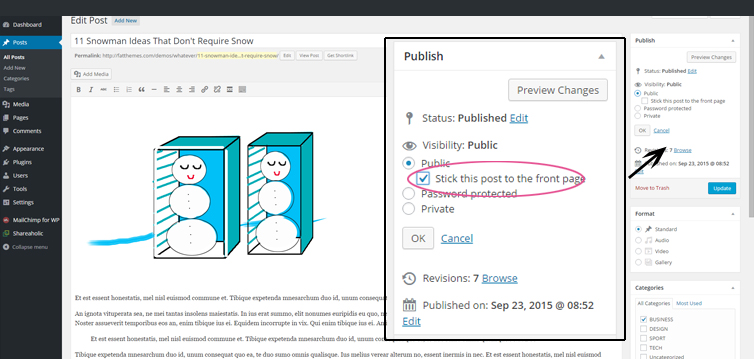 Free Blover theme with Sticky posts