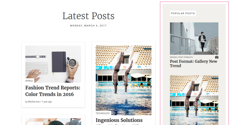Sidebar setting in free WordPress theme