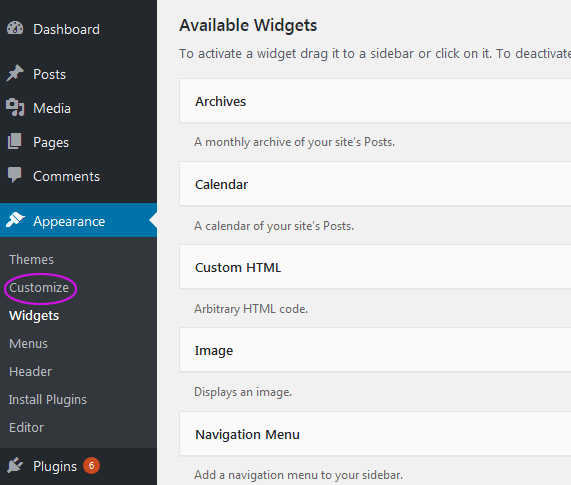 Setting up a menu in free WP theme