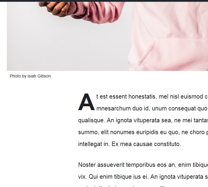 Create a blog with free WordPress theme Capital letter in a post