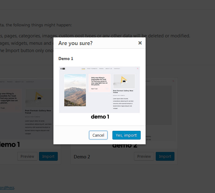 Boyo Free WordPress template with one click demo import How to import demo in Boyo free WP theme