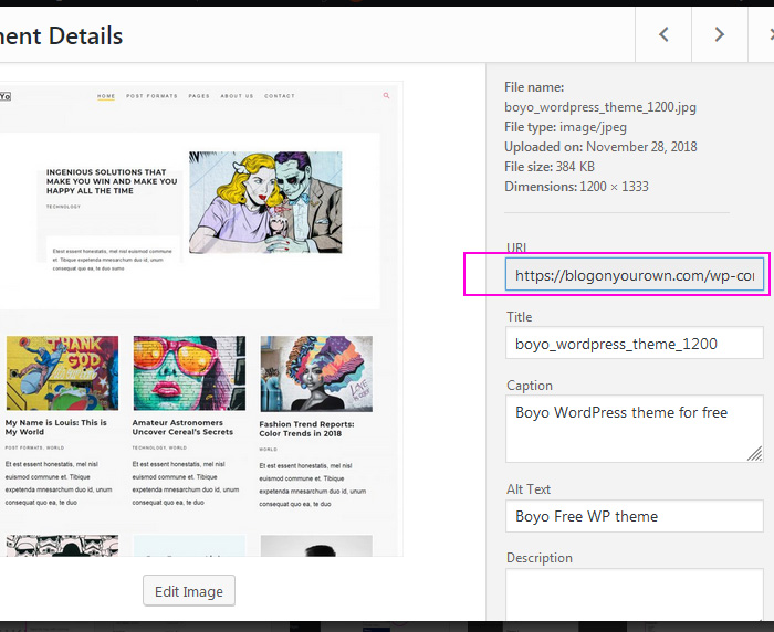 Blog with WordPress - image settings WordPress free theme - image settings