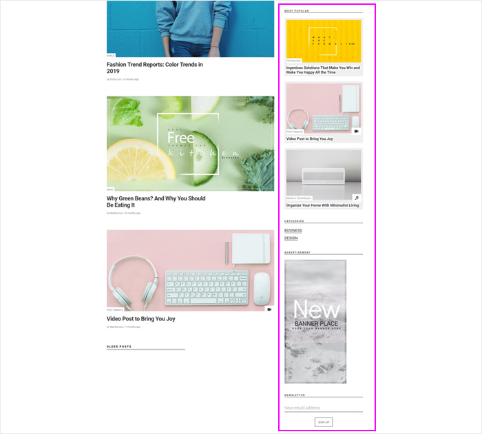 Wigets in Sidebar