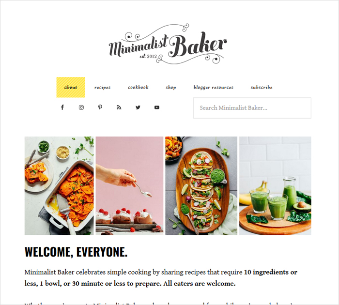 Personal food blog Minimalist Baker
