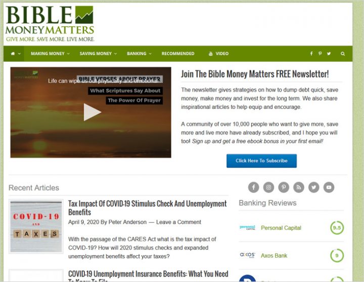 Bible Money Matters site screen shot