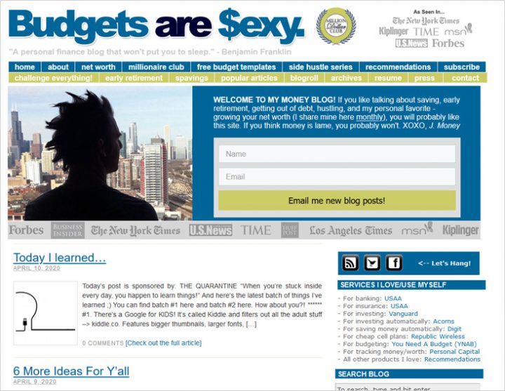 Budgets are Sexy Blog niches - personal finanse screen shot