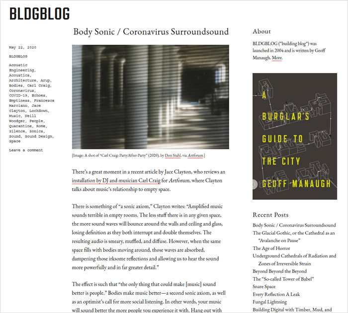 BLDGBLOG - popular blog