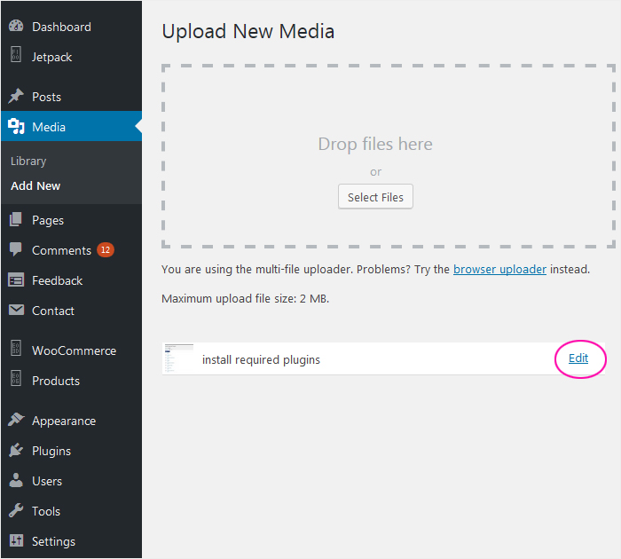 How to add media file in WordPress