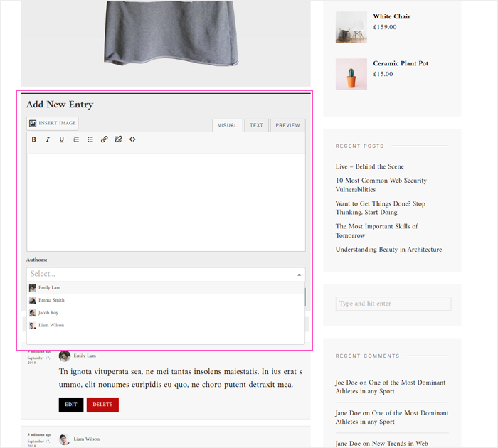 WordPress free theme with Liveblog plugin