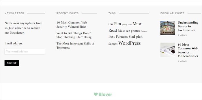 Footer widget with plugins