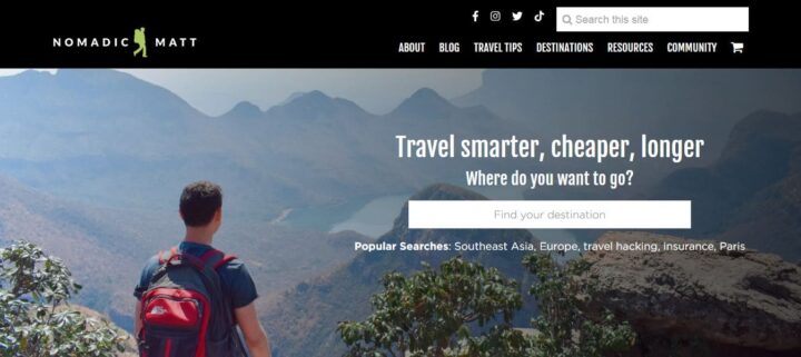 Nomadic Matt Personal Blog Home Page