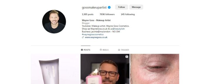 wayne goss instagram profile page