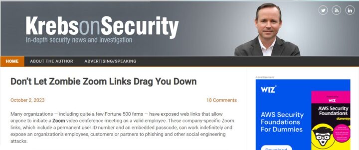 krebsonsecurity cybersecurity blog home page