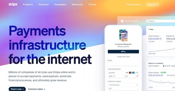 stripe home page