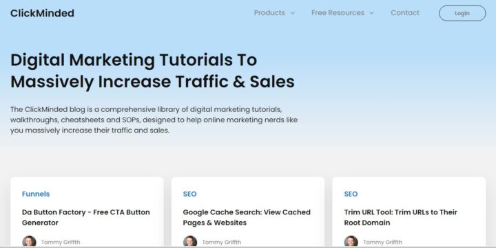 clickminded blog home page