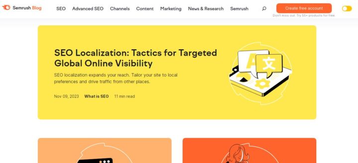 semrush seo blog home page