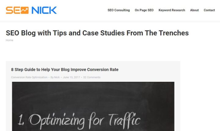 seo nick blog home page