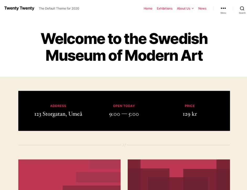 Twenty twenty theme preview