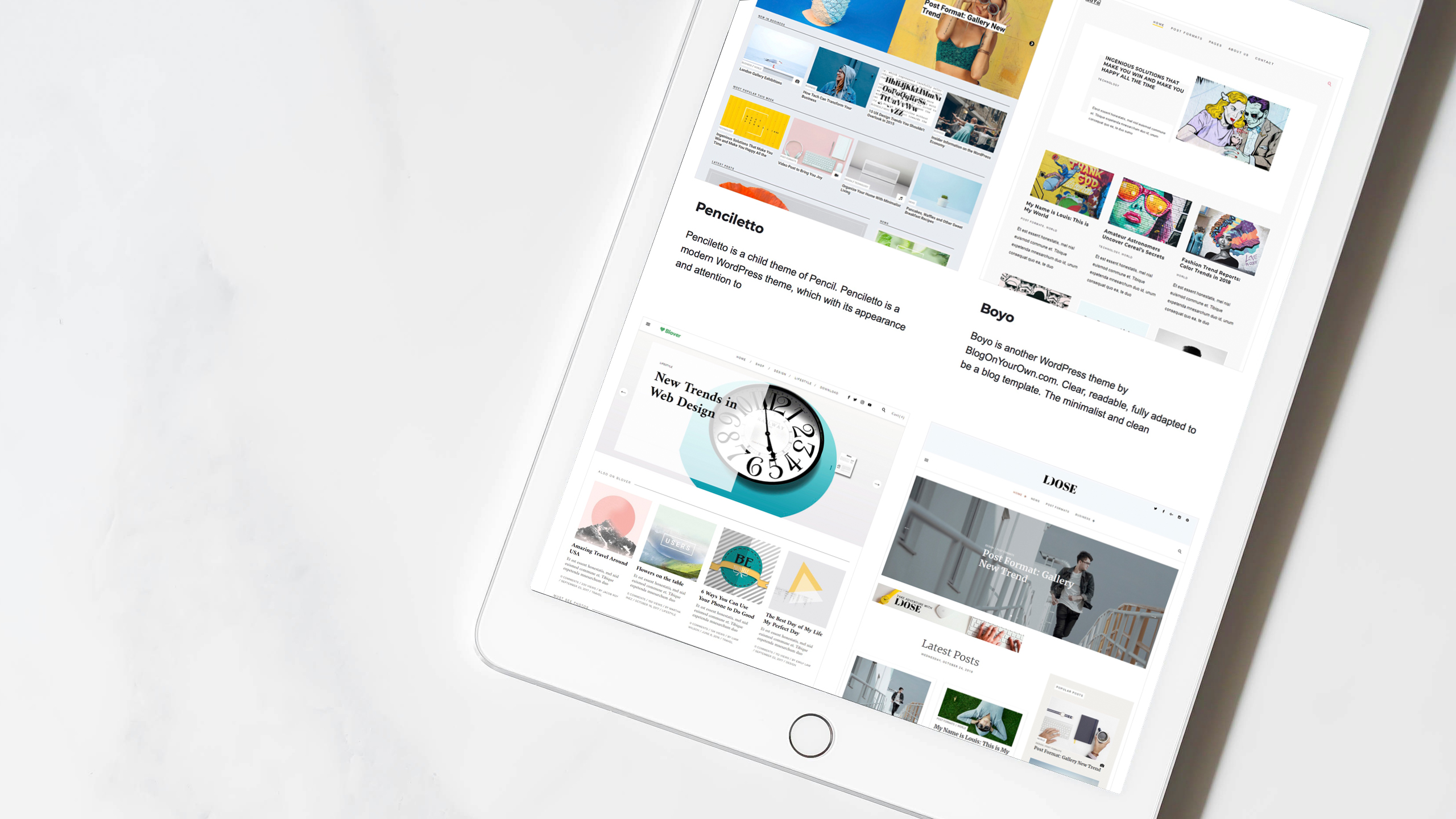Our free themes on tablet