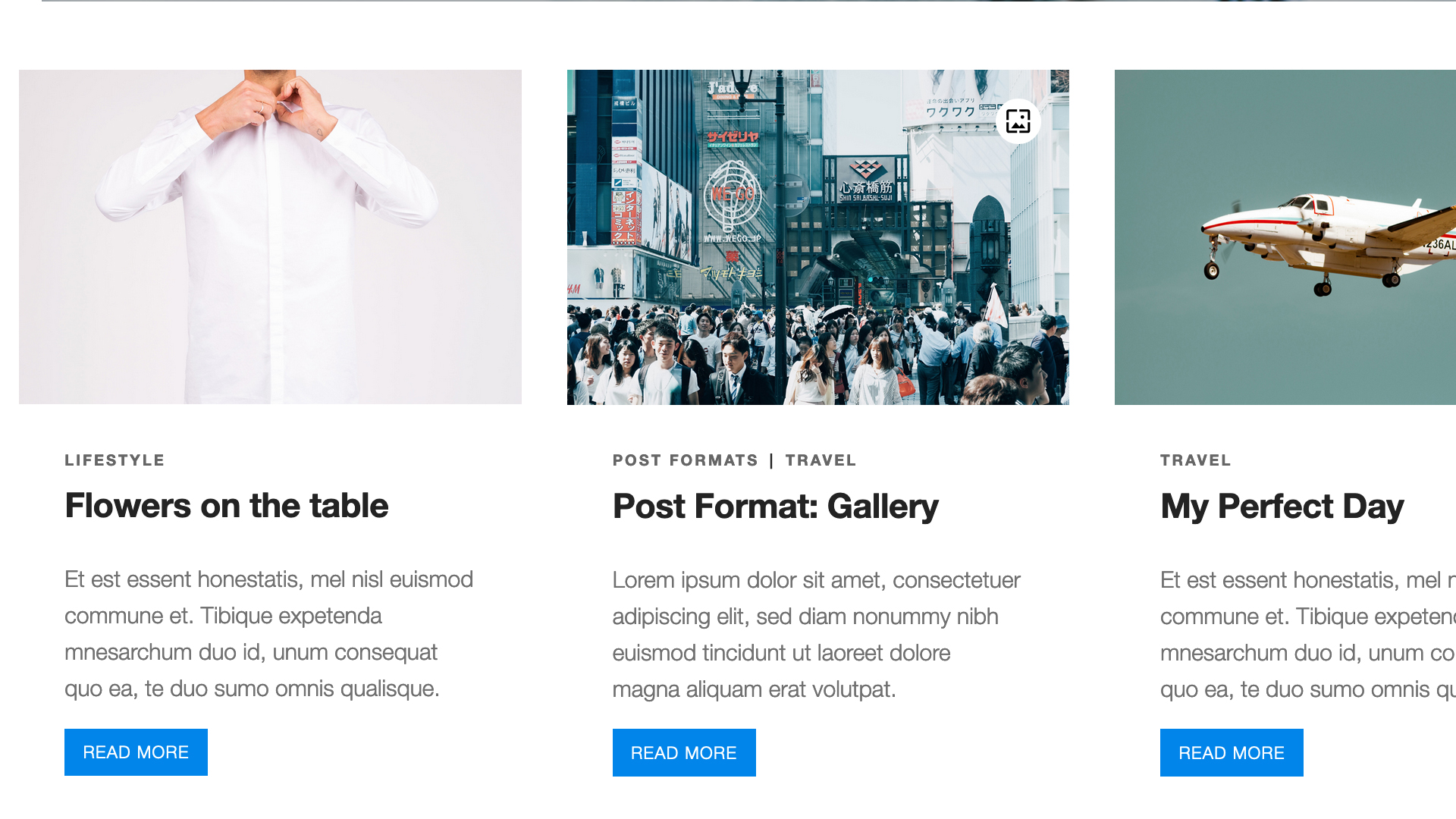 Three column post layout in Blogito theme
