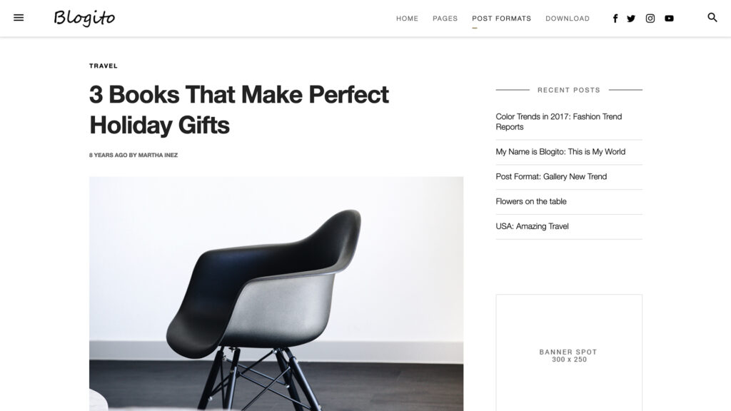 Single post in Blogito theme