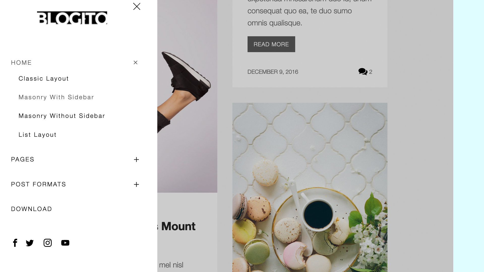 Side menu in Blogito template