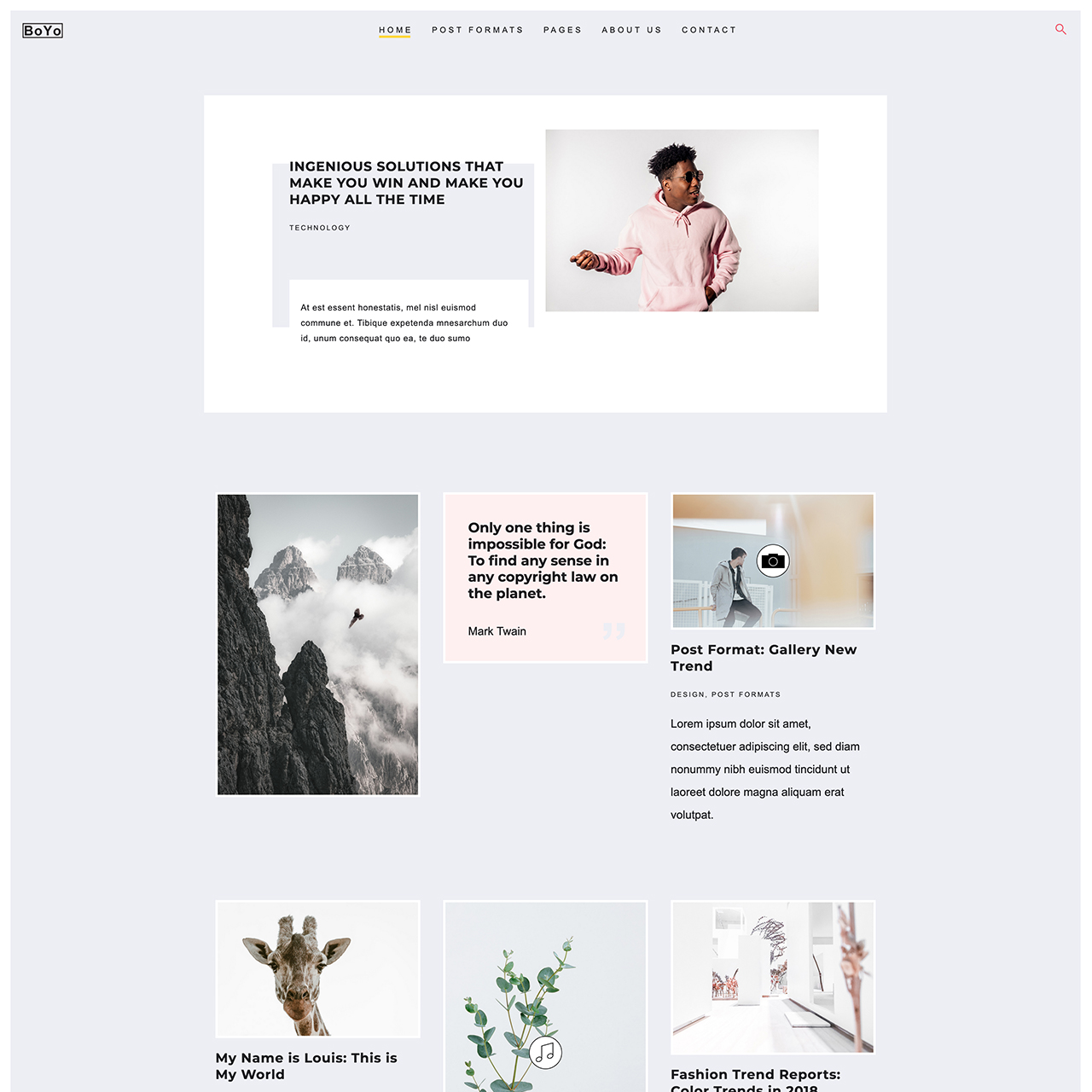 Boyo theme blog page layout