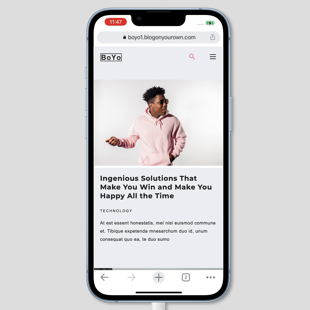 Boyo theme on mobile